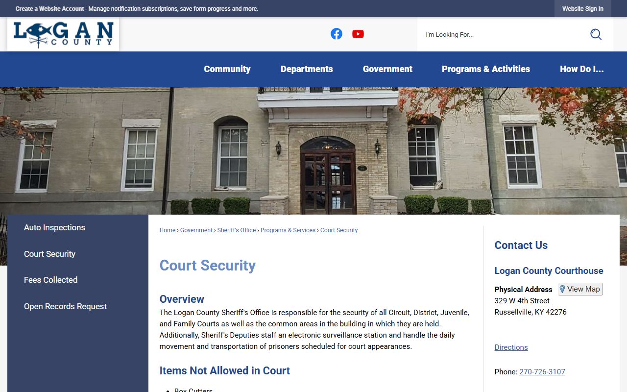 Logan County Circuit Court Clerk court security rules