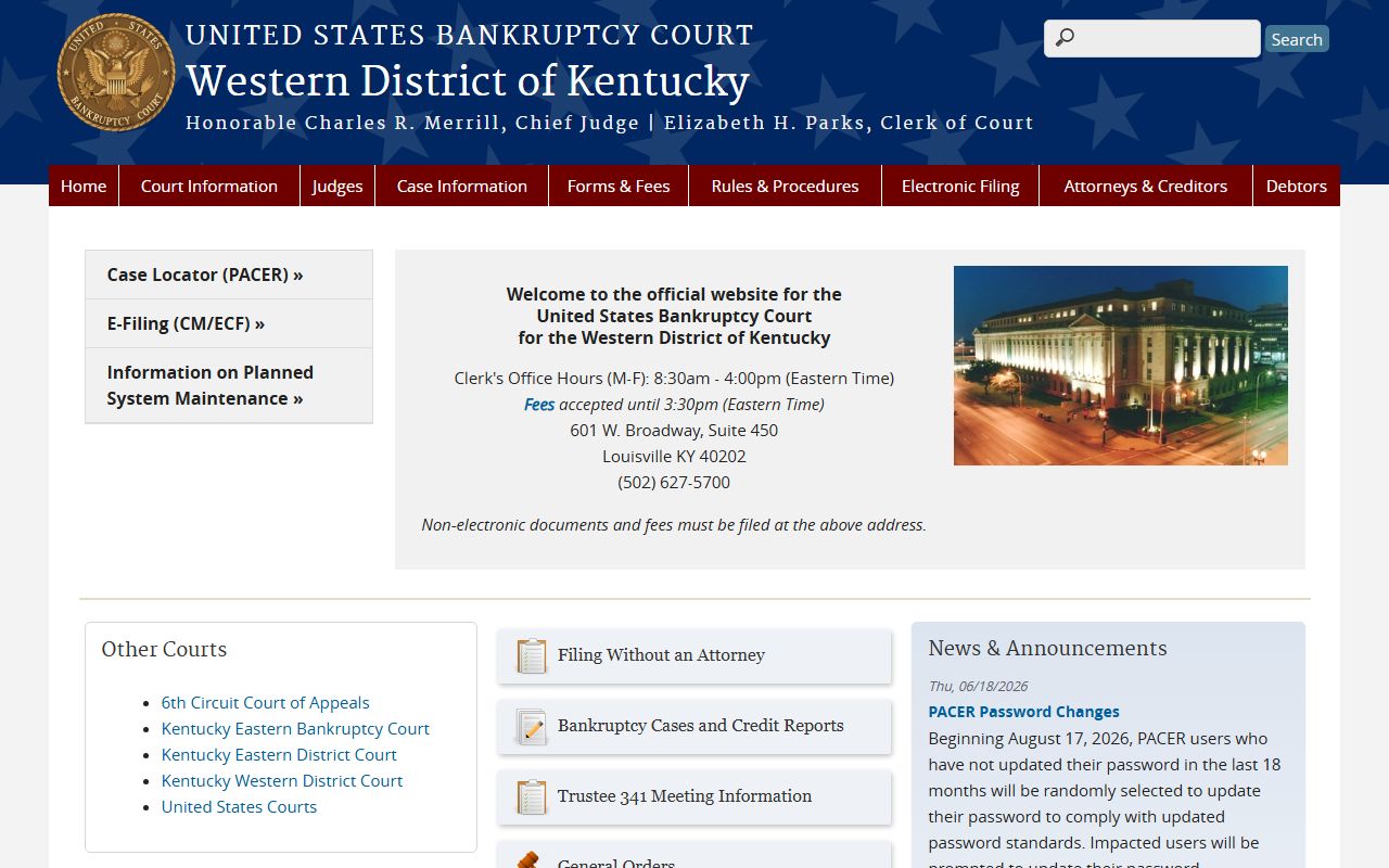 Logan County Circuit Court Clerk federal bankruptcy court distinction