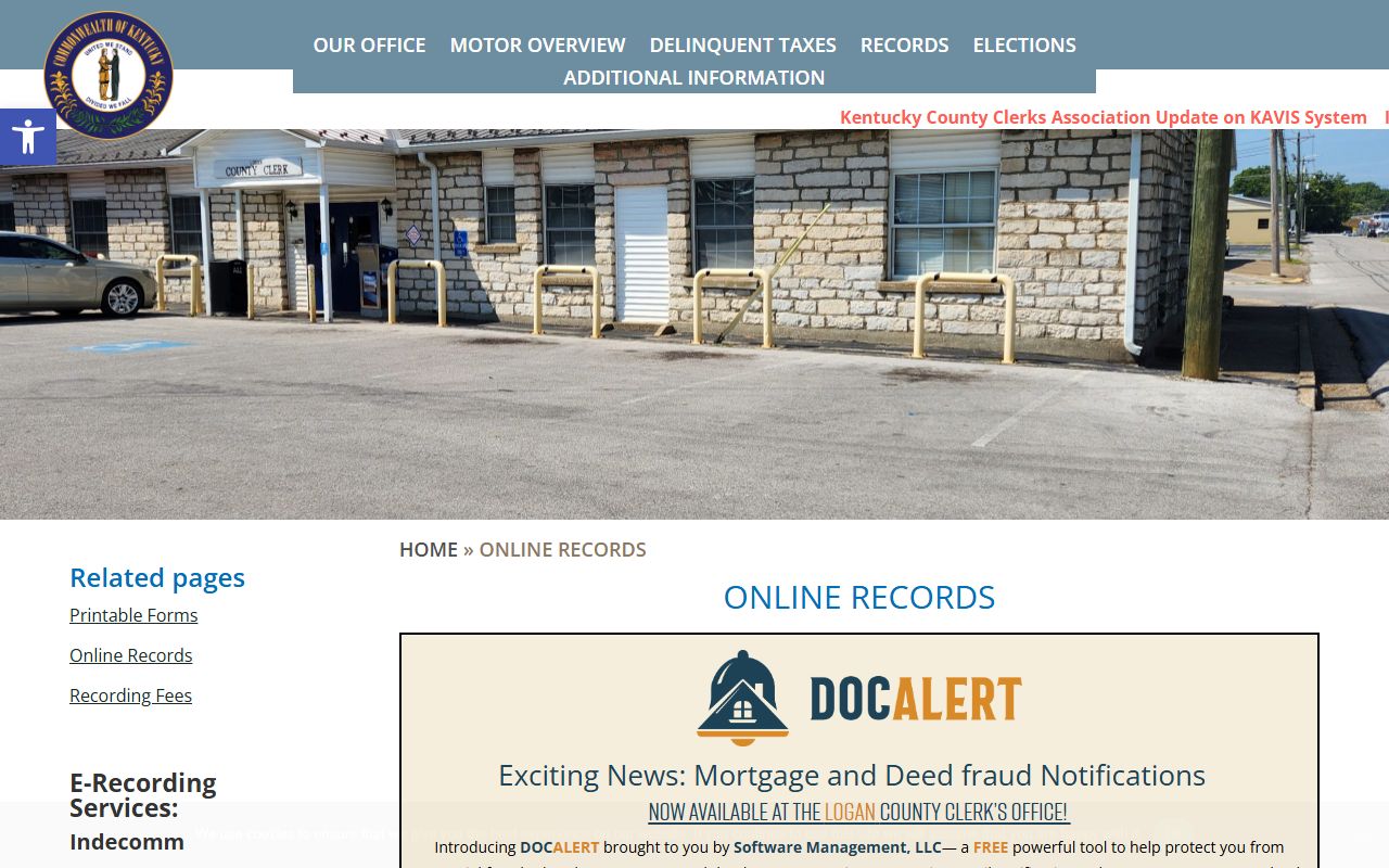 Logan County County Clerk eCCLIX and DOC ALERT records