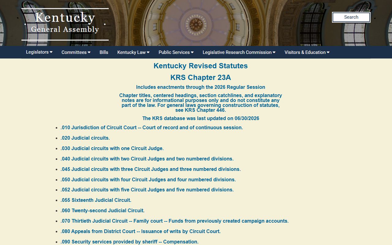 Logan County court charges after arrest Circuit Court jurisdiction statute page