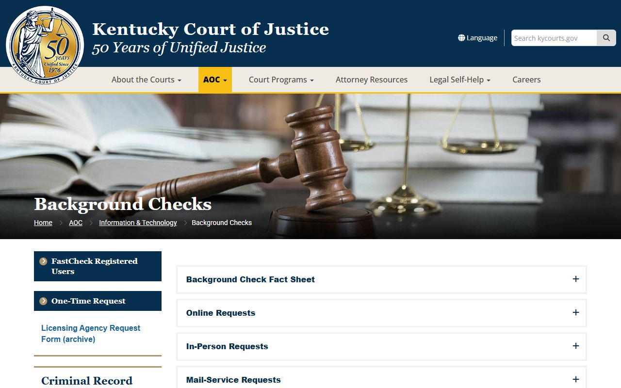 Logan County criminal court records AOC background check page