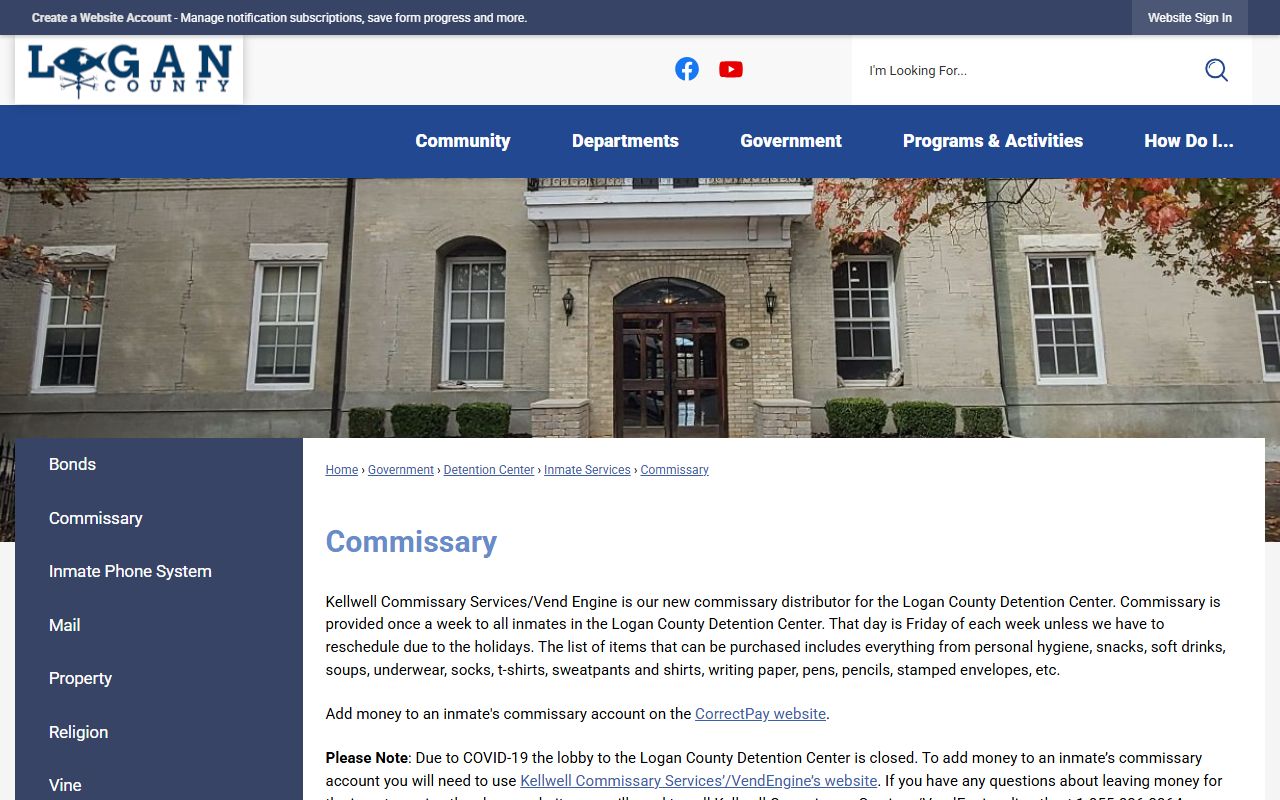 Logan County Circuit Court related jail commissary source