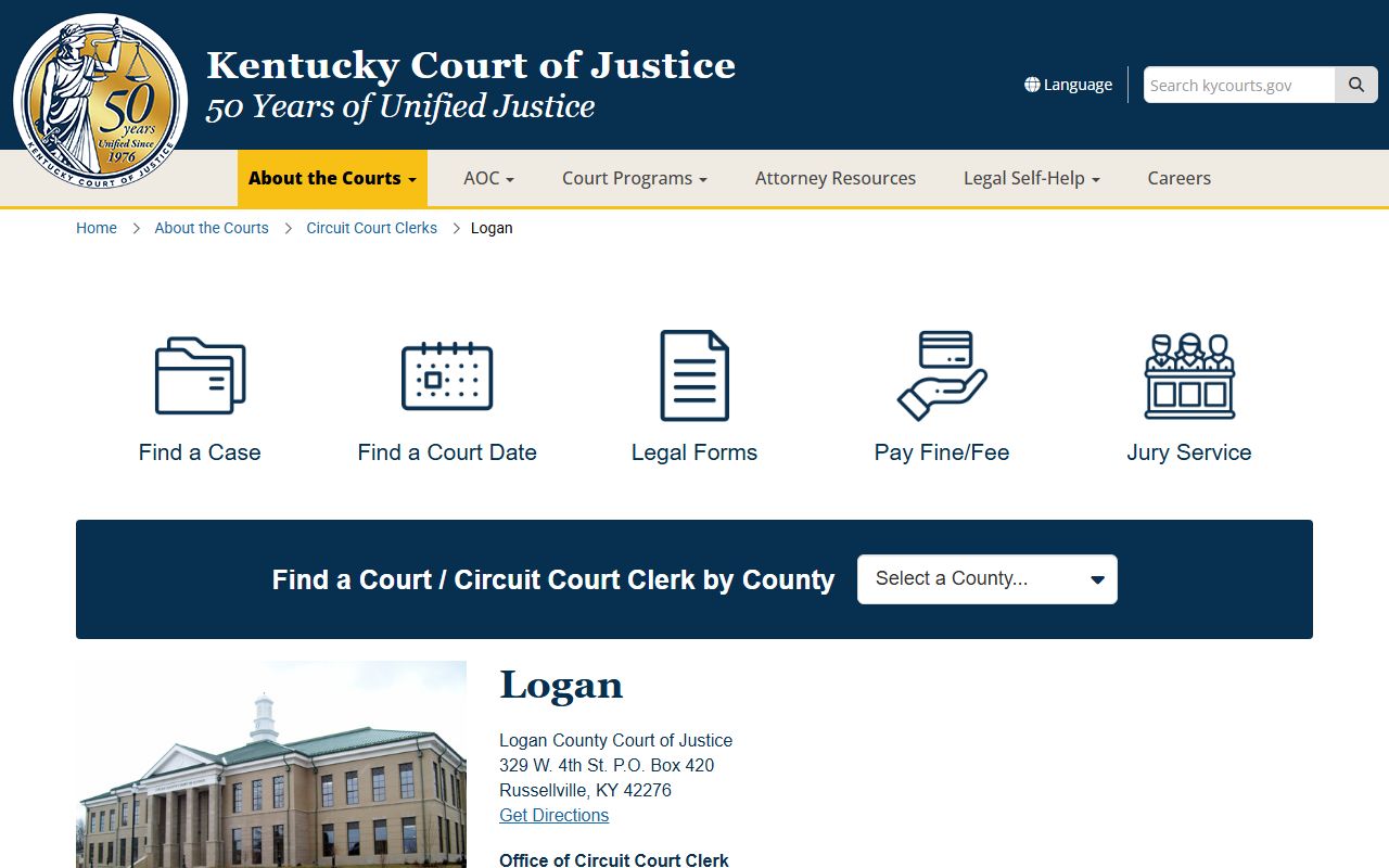 Logan County court records Court of Justice source