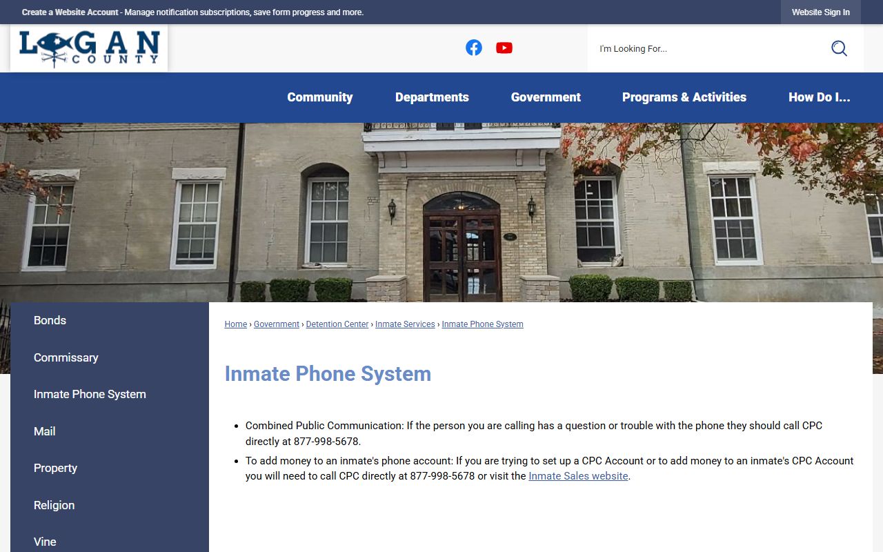 Logan County court records inmate phone source