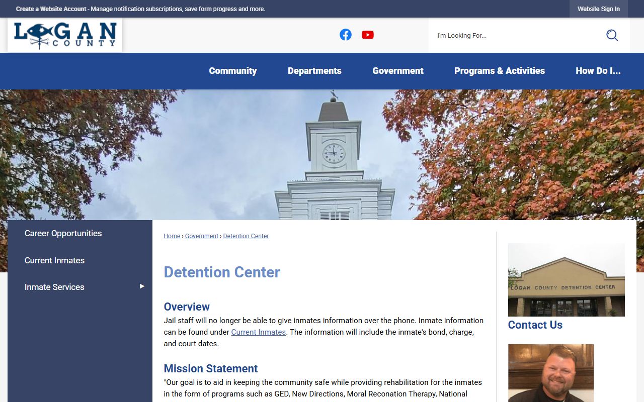 Logan County inmate search Detention Center roster page