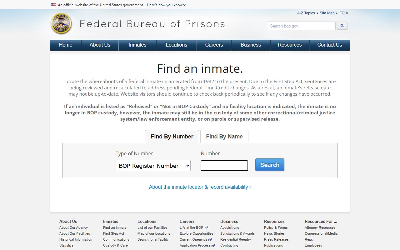 Logan County inmate search federal BOP inmate locator