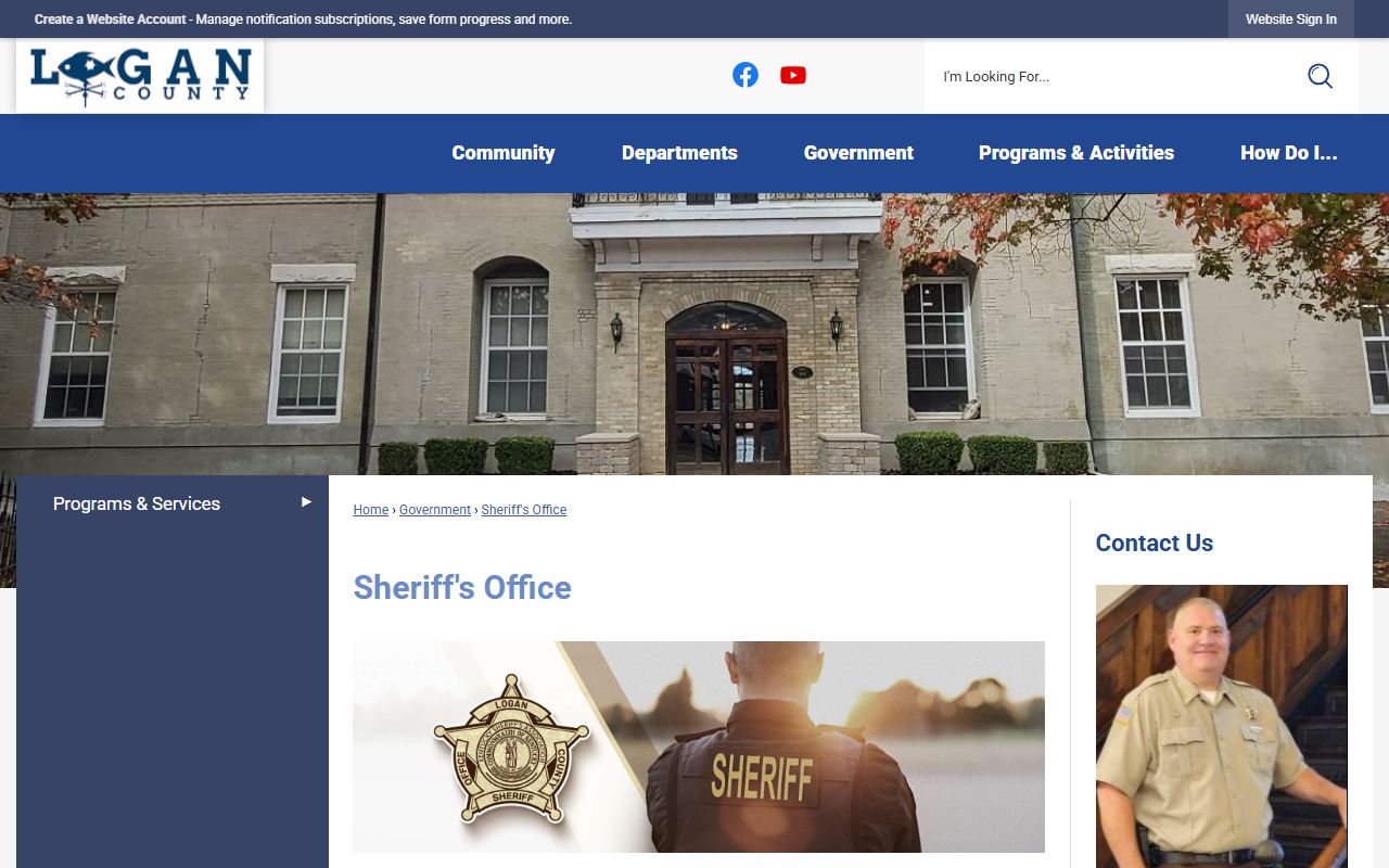 Logan County warrant records Sheriff's Office contact page